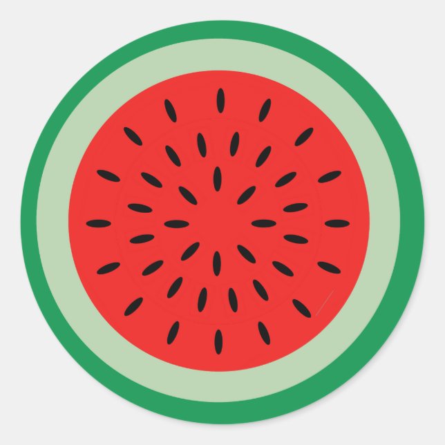 Cartoon Watermelon Slice Bright Red & Green Runder Aufkleber (Vorderseite)