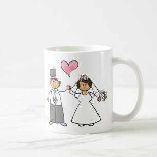 Cartoon Wedding Couple Bride & Groom Pink Heart Tasse