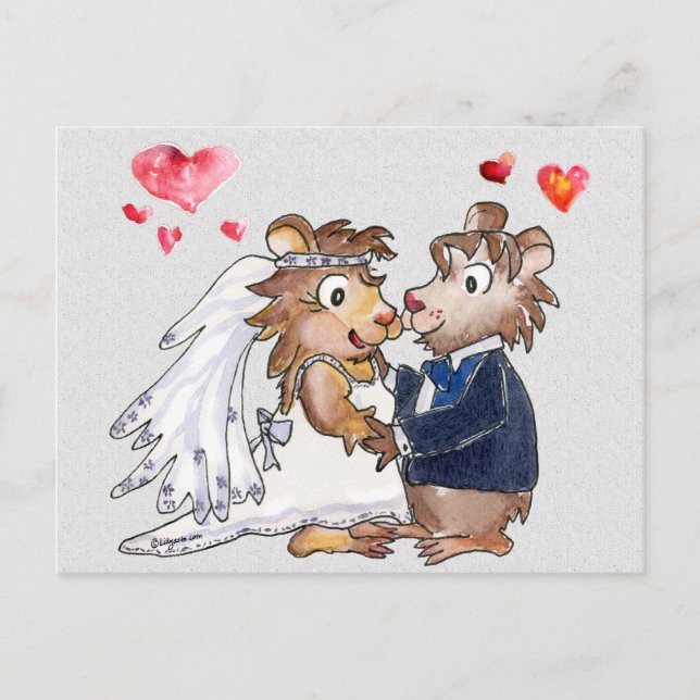 Cartoon Wedding Couple Save the Date Postkarten (Vorderseite)
