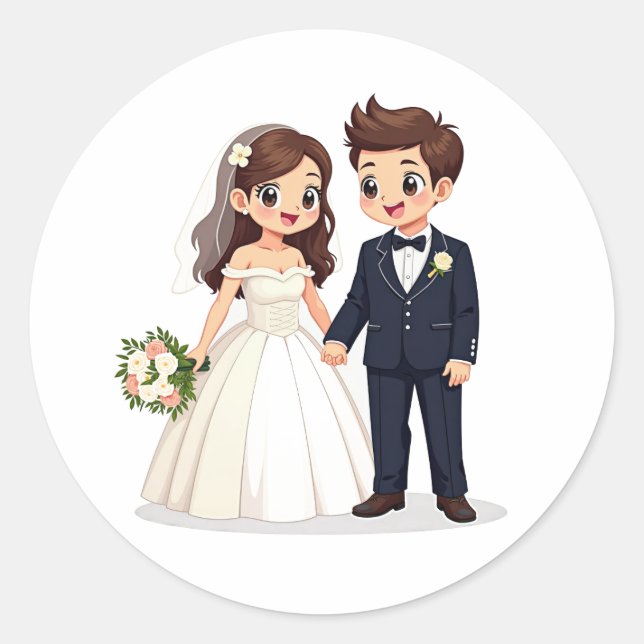 Cartoon Wedding Couple Stickers (Vorderseite)