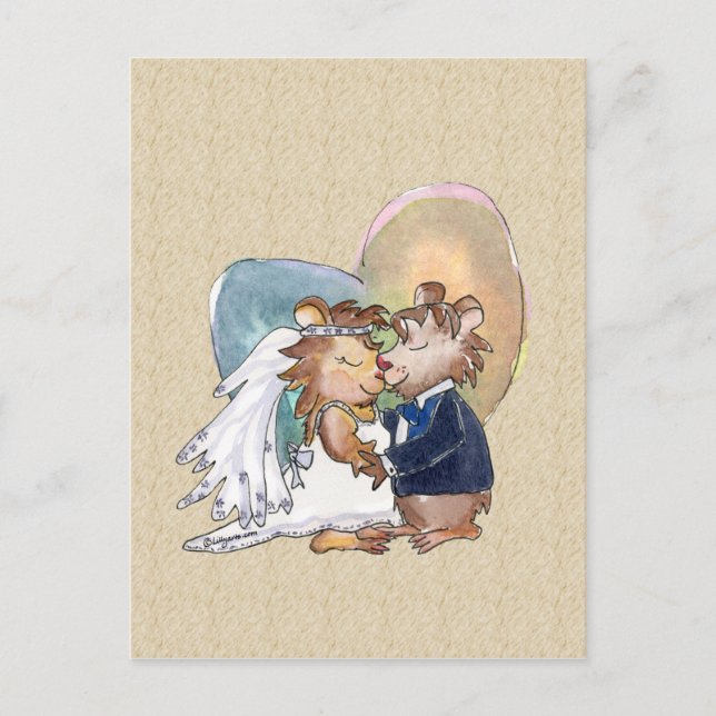 Cartoon Wedding Dance Couple Ankündigungspostkarte (Vorderseite)