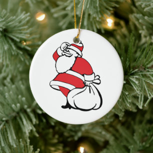 Cartoon Weihnachten Jolly Weihnachtsmann, Sack von Keramikornament