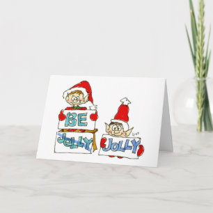 Cartoon Weihnachts-Elf: Sei Jelly Jolly Card Feiertagskarte