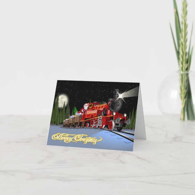 Cartoon Weihnachts-Express Postkarte (Vorderseite)