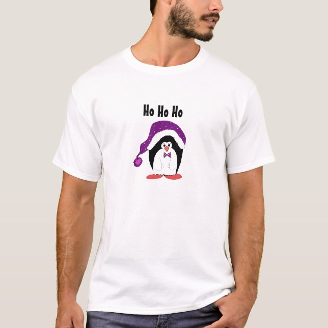 Cartoon Weihnachts-Penguin T-Shirt (Vorderseite)