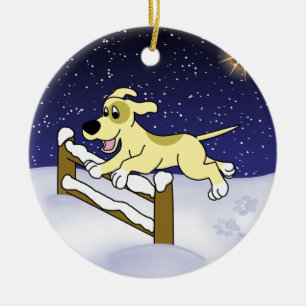 Cartoon-WeihnachtsAgility-Hundeverzierung Keramik Ornament