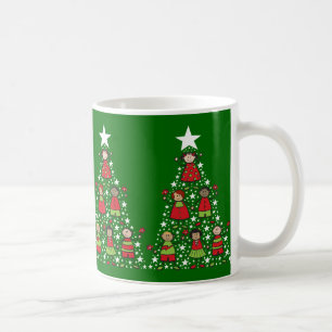 Cartoon Weihnachtsbaum Kinder Spaß Whimsical Urlau Kaffeetasse