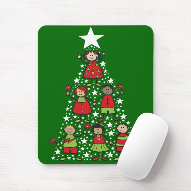 Cartoon Weihnachtsbaum Kinderstar Glitzern Urlaub Mousepad (Mit Mouse)