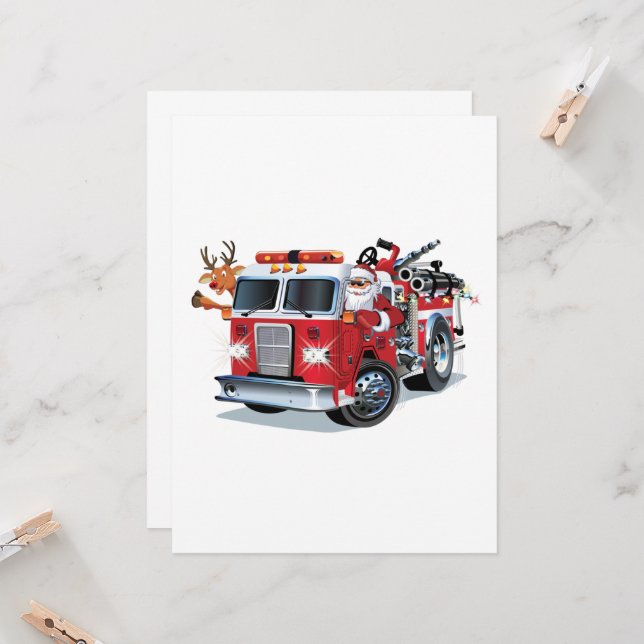 Cartoon Weihnachtsfeuerwagen (Vorderseite/Rückseite Beispiel)