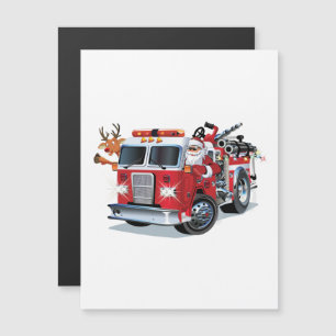 Cartoon Weihnachtsfeuerwagen Magnetkarte