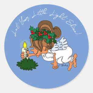 Cartoon Weihnachtsgel mit Kerzenaufkleber Runder Aufkleber