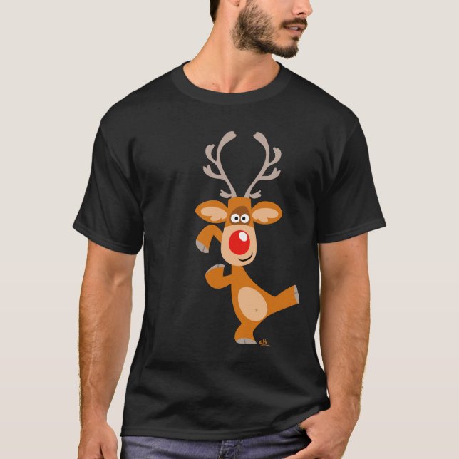 Cartoon-Weihnachtsren T - Shirt (Vorderseite)