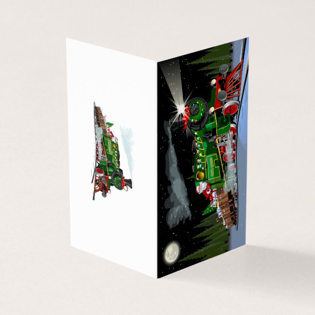 Cartoon Weihnachtszug Postkarte (Vorderseite)