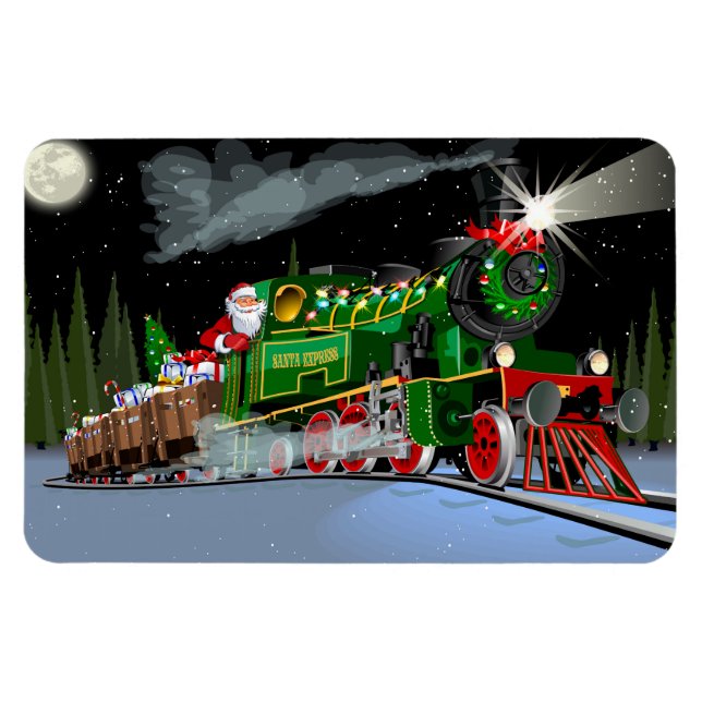 Cartoon Weihnachtszug Postkarte Magnet (Horizontal)