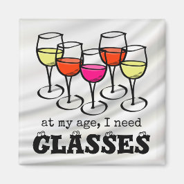 Cartoon Weinglas in meinem Alter, ich brauche Bril Magnet
