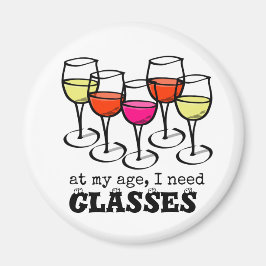 Cartoon Weinglas in meinem Alter, ich brauche Bril Magnet