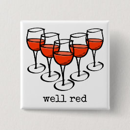 Cartoon Weingläser Brunnen Roter Weinkeller Spaß Button