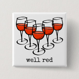 Cartoon Weingläser Brunnen Roter Weinkeller Spaß Button