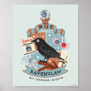 Cartoon weises Ravenclaw-Wappen Poster