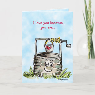 Cartoon Well Valentines Day Greeting Feiertagskarte