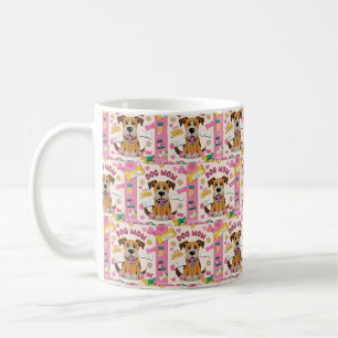 Cartoon Welpenhundin Mutter in rosa Zimmer Kaffeetasse