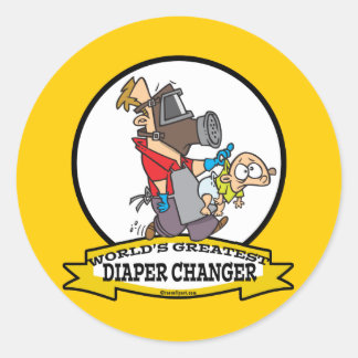 CARTOON weltbester DIAPER-VATER Runder Aufkleber