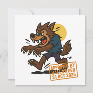 Cartoon Werewolf - von Halloween genehmigt Feiertagskarte