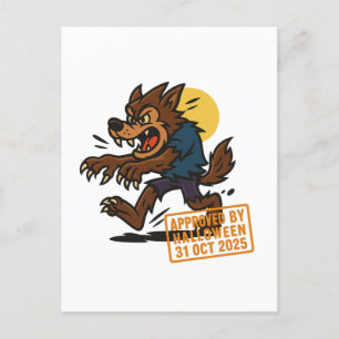 Cartoon Werewolf - von Halloween genehmigt Feiertagspostkarte