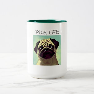 Cartoon Wertvoll und Niedlich Puppy Mops Gesichtsp Zweifarbige Tasse