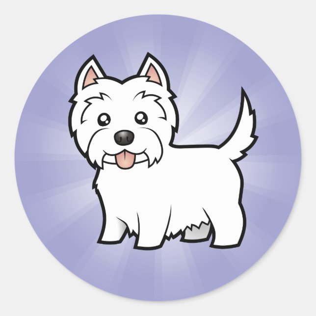 Cartoon West Highland White Terrier Runder Aufkleber (Vorderseite)