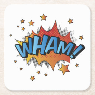 Cartoon Wham Platsch Rechteckiger Pappuntersetzer