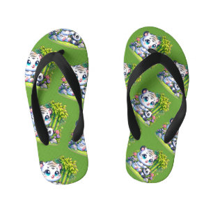 Cartoon White Tiger & Panda   Kinderbadesandalen