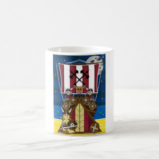 Cartoon-Wikinger Krieger und Longship Tasse