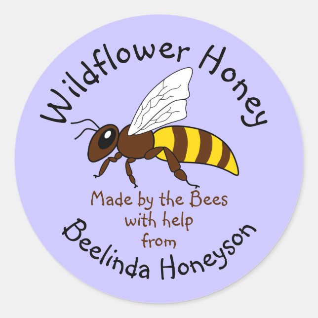 Cartoon Wildblume Honey Jar Label Stickers (Vorderseite)