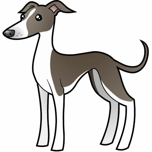 Cartoon-Windhund/Whippet/italienischer Windhund Fotoskulptur Magnet (Vorne)