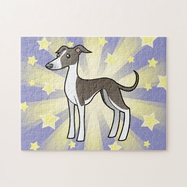 Cartoon-Windhund/Whippet/italienischer Windhund Puzzle (Horizontal)