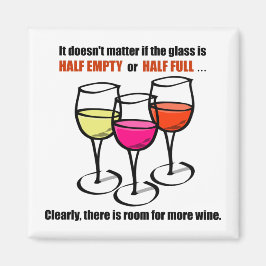Cartoon Wine Glasses Glass Halb leere Spaß Wein Magnet