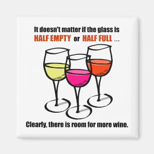 Cartoon Wine Glasses Glass Halb leere Spaß Wein Magnet