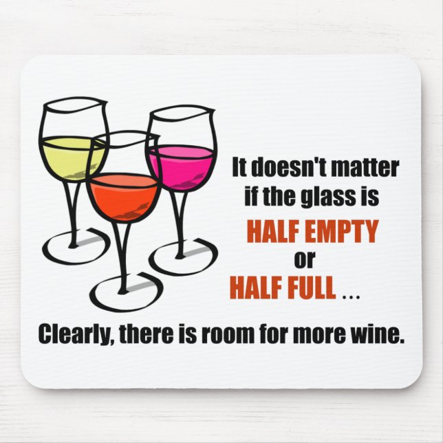 Cartoon Wine Glasses Glass Halb leere Spaß Wein Mousepad (Vorne)