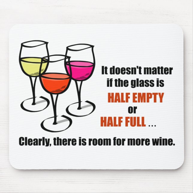 Cartoon Wine Glasses Glass Halb leere Spaß Wein Mousepad (Vorne)