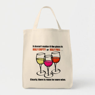 Cartoon Wine Glasses Glass Halb leere Spaß Wein Tragetasche