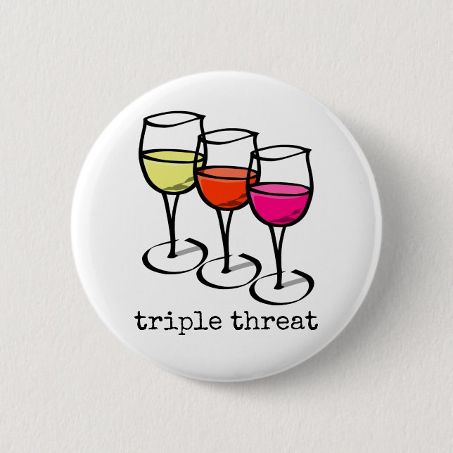 Cartoon Wine Glasses Triple Bedrohung Weinkultur u Button (Vorderseite)