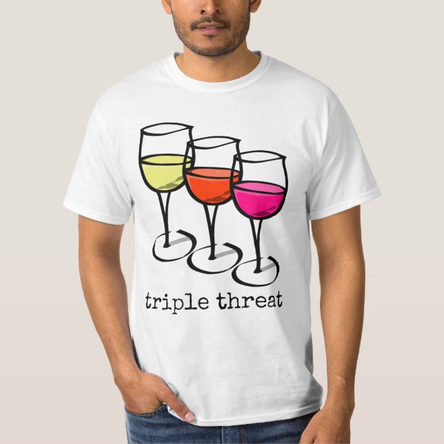 Cartoon Wine Glasses Triple Bedrohung Weinkultur u T-Shirt (Vorderseite)