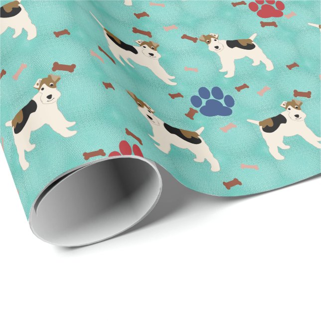 Cartoon Wire Fox Terrier Geschenkpapier (Rolleneckpunkt)