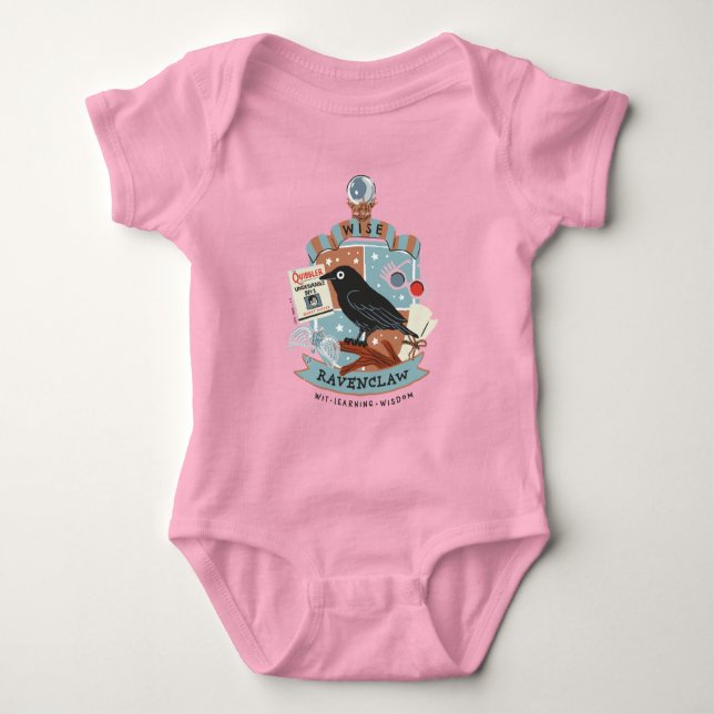 Cartoon Wise Ravenclaw Wappen Baby Strampler (Vorderseite)