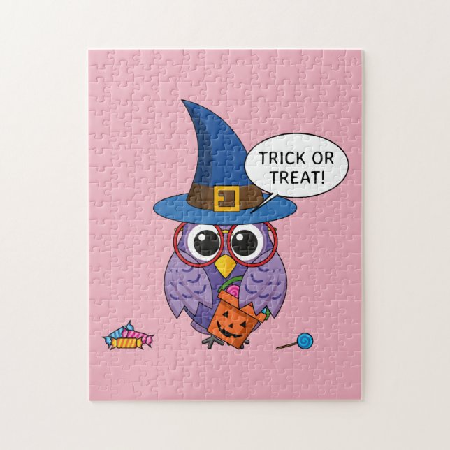 Cartoon Wizard Owl - Trick oder Treten Puzzle (Vertikal)