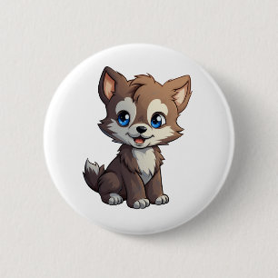 Cartoon Wolf-Abbildung Button