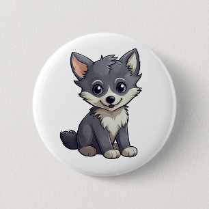 Cartoon Wolf-Abbildung Button