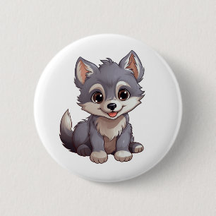 Cartoon Wolf-Abbildung Button