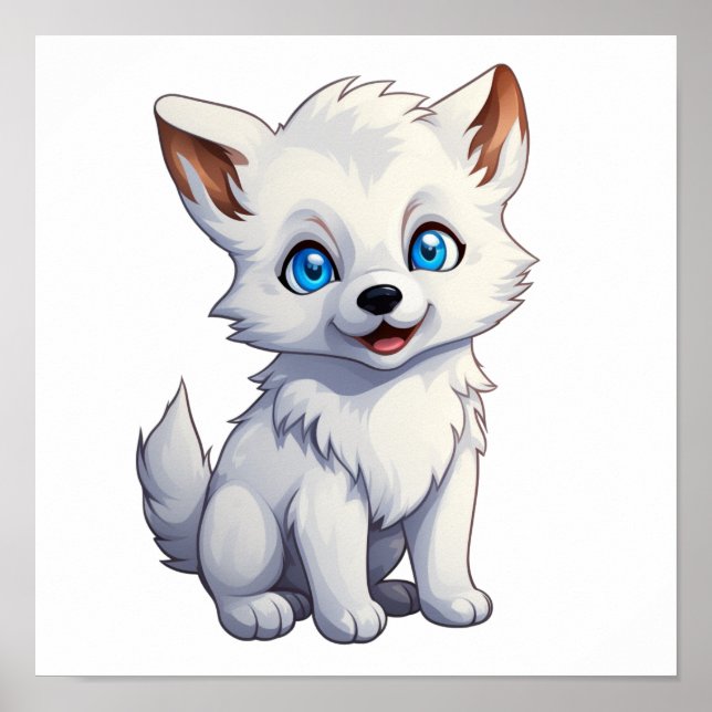 Cartoon Wolf-Abbildung Poster (Vorne)